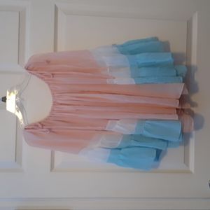 Ontwelfth Flowy Blouse, Small, Pink, Blue, White
